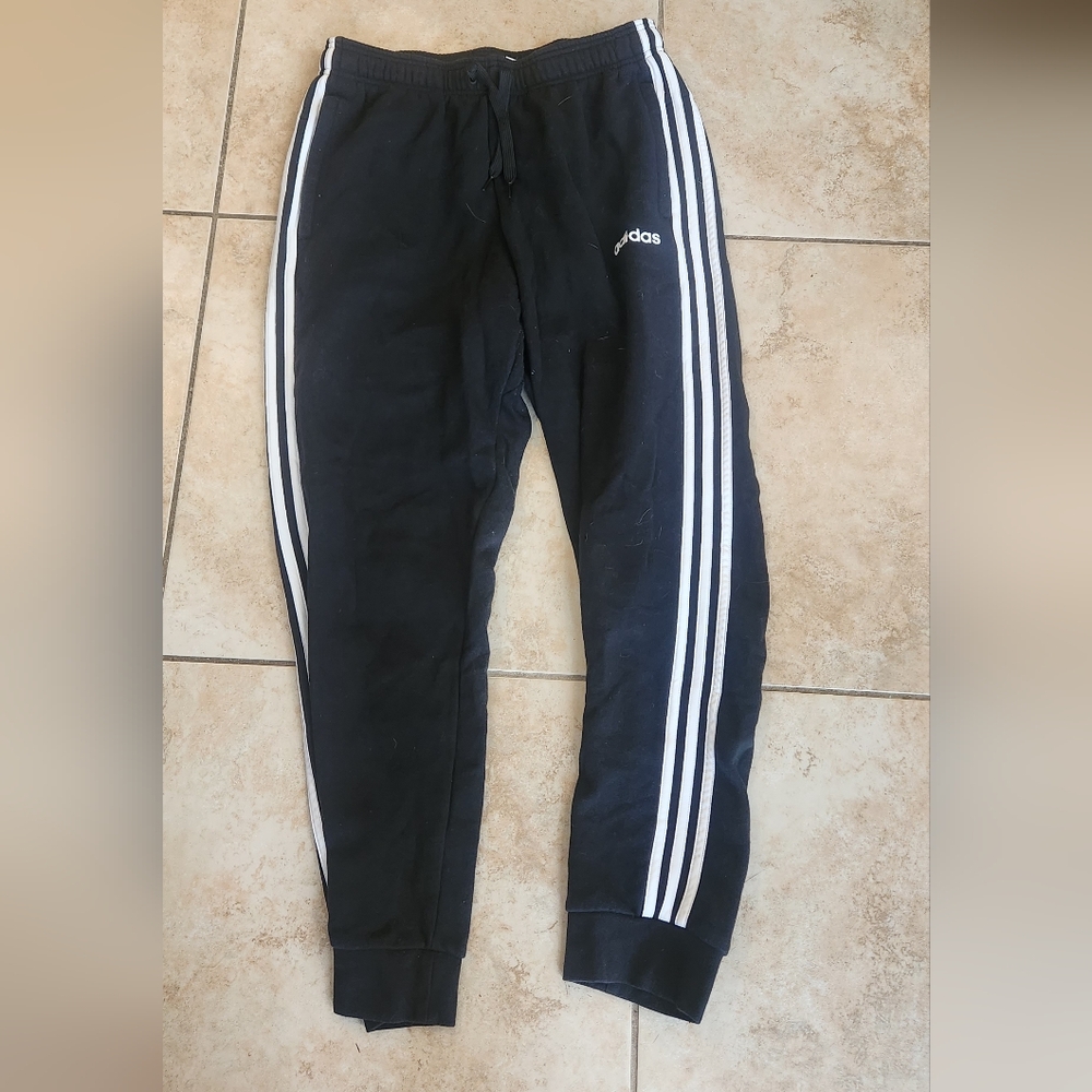 Adidas Black Joggers with White Accents